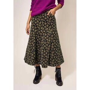 White Stuff Quinn Organic Cord Midi Skirt Flared UK 16R EU 44R